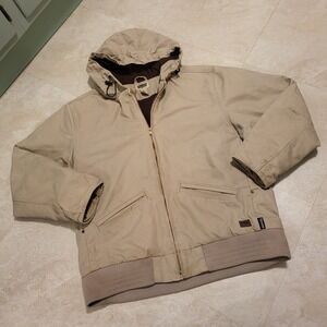 Saftbak Mens L Large Fleece Quilted Lined Hooded Canvas Cotton Barn Jacket